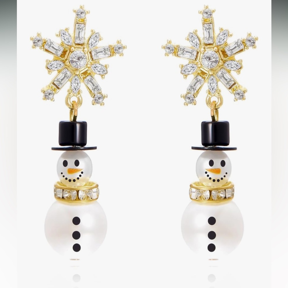 🆕 Gold and Black Snowman Earrings